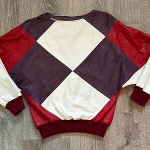Vintage Colorblock Leather Top